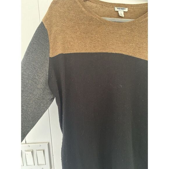 Old Navy Women's Black Natural And Gray Color Block Sweater Large - Picture 2 of 5